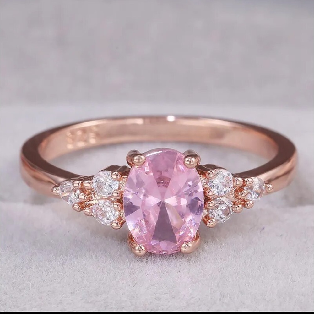 Dainty Pink & Gold Crystal Ring - Picture 7 of 7